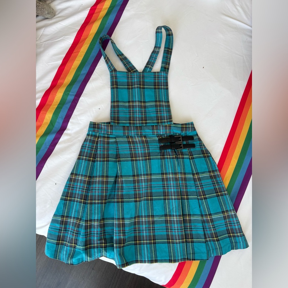 Plaid Blue Pinafore Dress